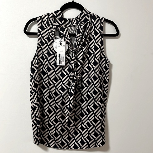 NWT OUI Satin Blouse - Camel/Black - Size 4 (EU 34) - Picture 6 of 10